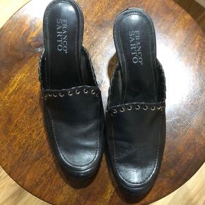 Franco Sarto Black Leather Mules
